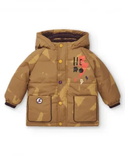 Doudoune garçon marron imprimé "Hero" de la collection Super Natural