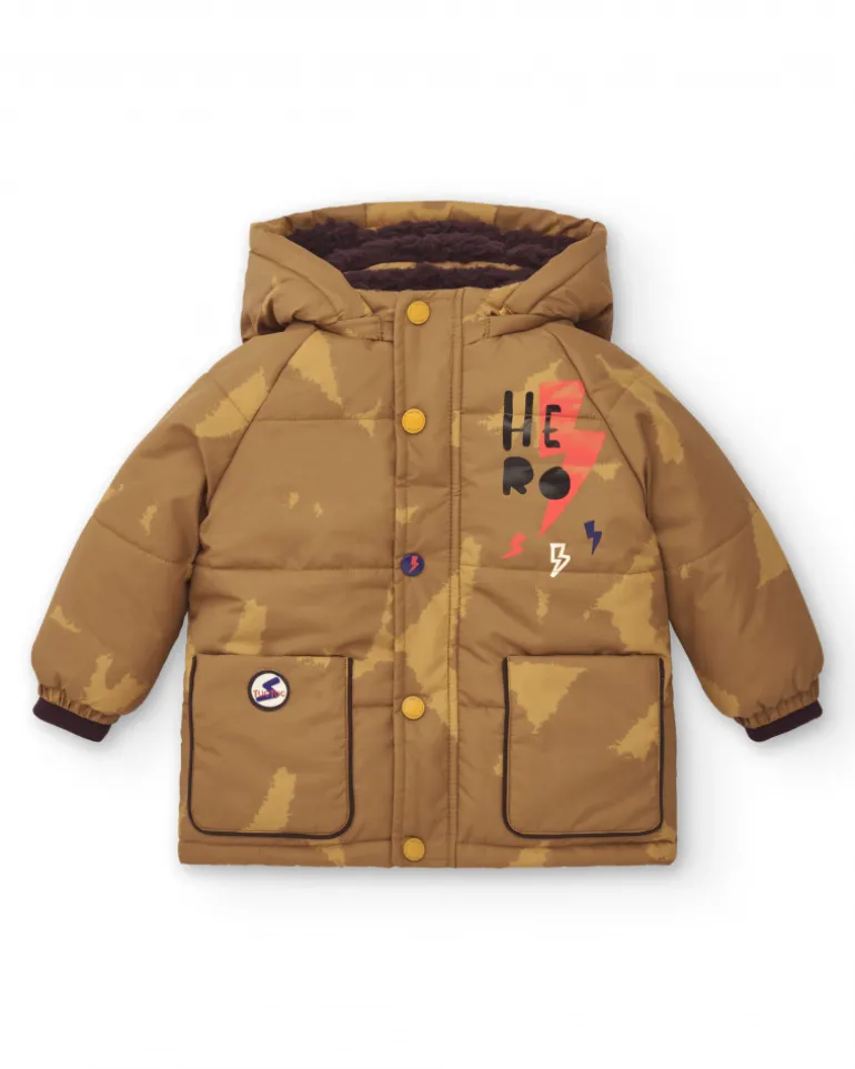 Doudoune garçon marron imprimé "Hero" de la collection Super Natural