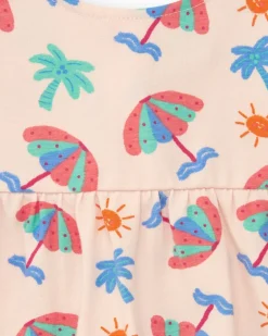 Ensemble crème pour fille avec blouse de parapluies et shorts roses à volants