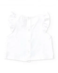 Ensemble de bain pour fille avec t-shirt blanc de palmier et culotte rose à volants