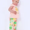 Ensemble en polaire pour fille avec t-shirt de fruits, leggings imprimés et veste jaune
