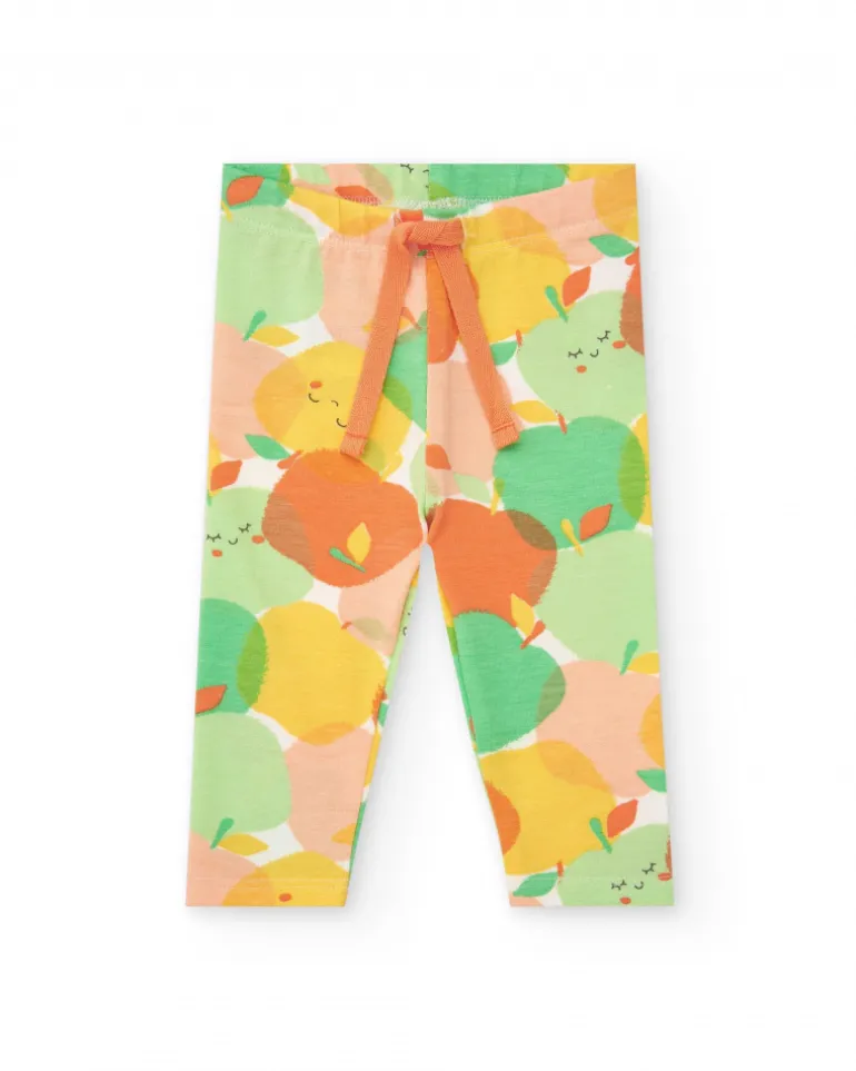 Ensemble en polaire pour fille avec t-shirt de fruits, leggings imprimés et veste jaune