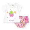 Ensemble en tricot pour fille avec t-shirt et culotte blanche imprimée