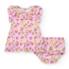 Ensemble en tricot pour fille avec robe rose imprimée de fruits