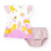 Ensemble en tricot pour fille avec robe blanche imprimée