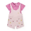 Ensemble en tricot pour fille avec salopette côtelée lilas imprimée de fruits