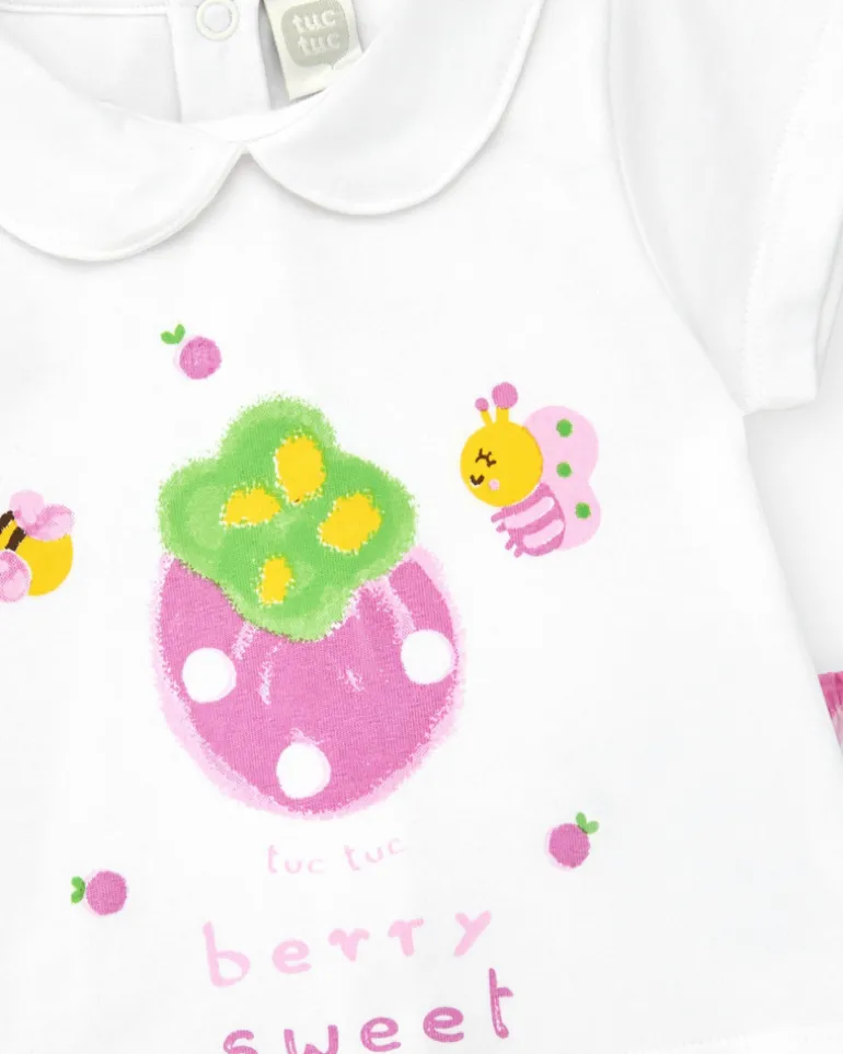 Ensemble en tricot pour fille avec t-shirt et culotte blanche imprimée