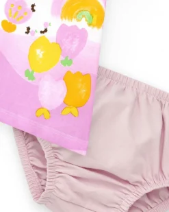 Ensemble en tricot pour fille avec robe blanche imprimée