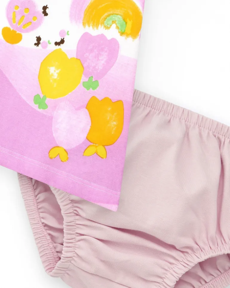 Ensemble en tricot pour fille avec robe blanche imprimée