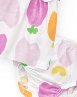 Ensemble en tricot pour fille avec robe sans manches imprimée