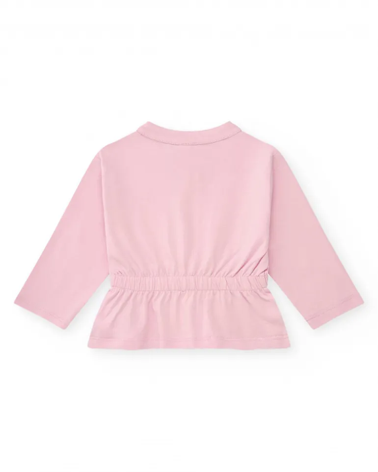 Ensemble en tricot pour fille de trois pièces en blanc et rose avec imprimé