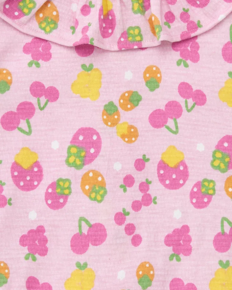 Ensemble en tricot pour fille avec robe rose imprimée de fruits