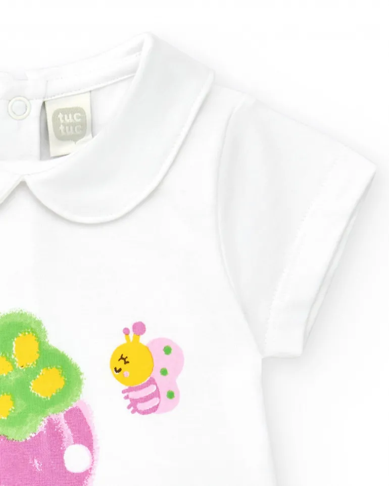 Ensemble en tricot pour fille avec t-shirt et culotte blanche imprimée