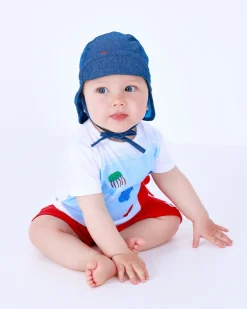 Ensemble en tricot pour garçon avec t-shirt blanc et shorts rouges avec détails blancs