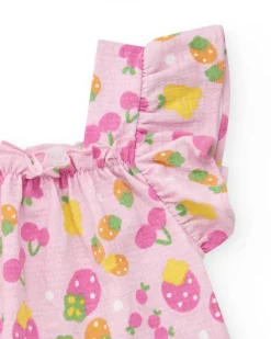 Ensemble fille avec t-shirt en tricot sans manches et imprimé
