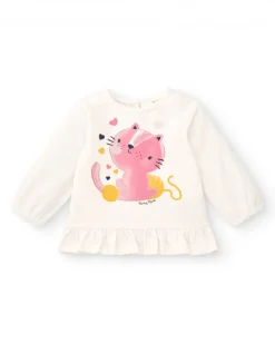 Ensemble fille crème et bleu imprimé chatons, collection Lovely Kittens
