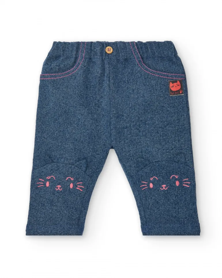 Ensemble fille crème et bleu imprimé chatons, collection Lovely Kittens