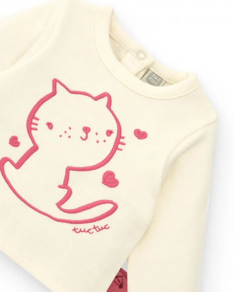 Ensemble fille crème et rose avec motif chaton collection Lovely Kittens