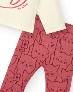 Ensemble fille crème et rose avec motif chaton collection Lovely Kittens