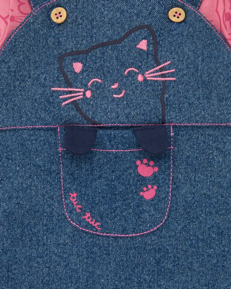 Ensemble fille en jean et rose imprimé chatons collection Lovely Kittens