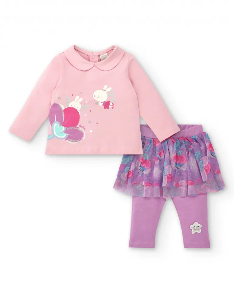 Ensemble fille rose avec jupe en tulle collection Glitter Tales