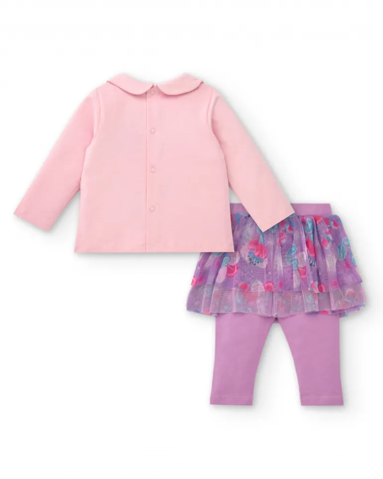 Ensemble fille rose avec jupe en tulle collection Glitter Tales