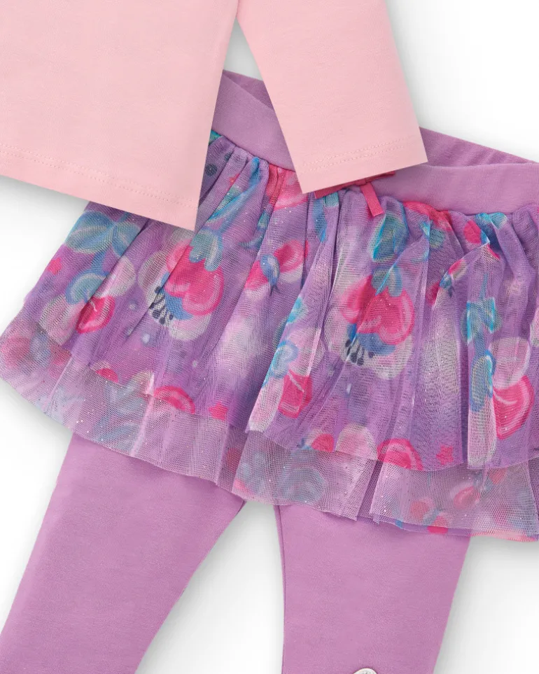 Ensemble fille rose avec jupe en tulle collection Glitter Tales
