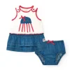Ensemble pour fille avec t-shirt blanc de méduse et jupe en denim à volants