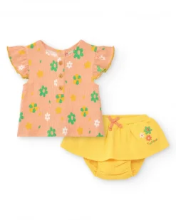 Ensemble pour fille avec blouse à fleurs et culotte jaune