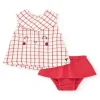 Ensemble pour fille avec blouse à carreaux et culotte rouge à volants