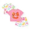 Ensemble pour fille avec deux t-shirts et shorts imprimés