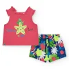 Ensemble pour fille avec t-shirt rose à bretelles et short fleuri