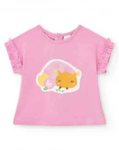 Ensemble pour fille avec t-shirt en tricot sans manches et imprimé