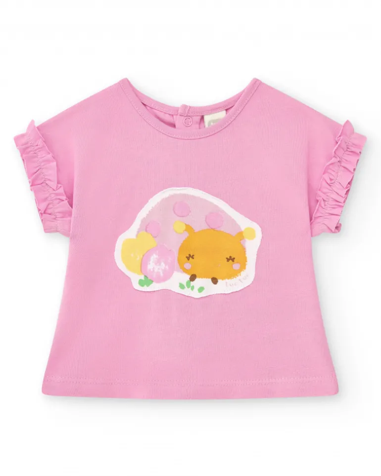 Ensemble pour fille avec t-shirt en tricot sans manches et imprimé
