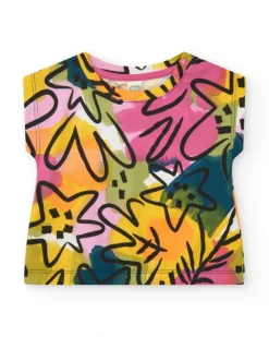 Ensemble pour fille avec t-shirt floral et short rose