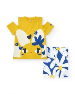 Ensemble pour fille avec t-shirt floral et leggings cyclistes