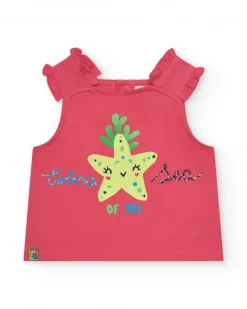 Ensemble pour fille avec t-shirt rose à bretelles et short fleuri