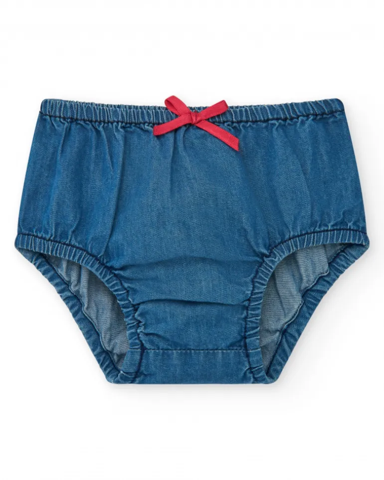 Ensemble pour fille avec t-shirt blanc de méduse et jupe en denim à volants