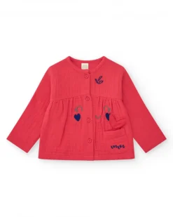Ensemble pour fille avec t-shirt de méduses, leggings rouges et veste brodée