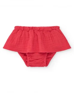 Ensemble pour fille avec blouse à carreaux et culotte rouge à volants