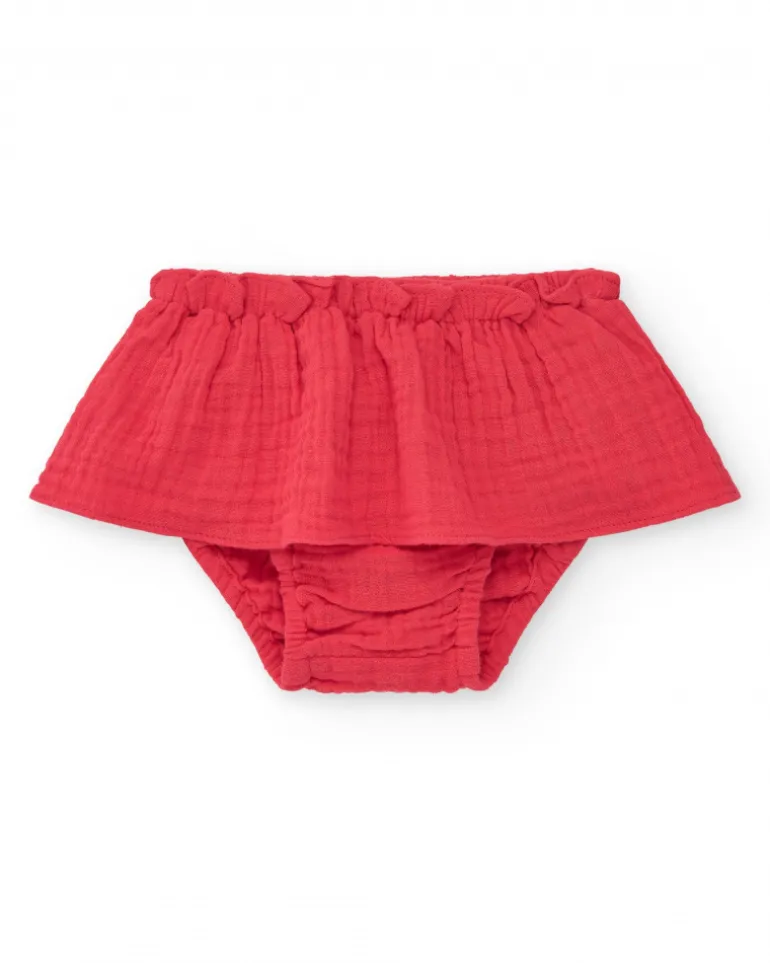 Ensemble pour fille avec blouse à carreaux et culotte rouge à volants