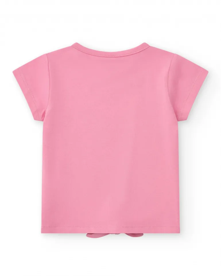 Ensemble pour fille avec t-shirt rose de glace et leggings courts multicolores