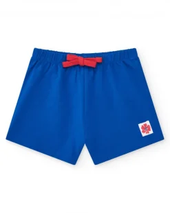 Ensemble pour fille avec t-shirt de pieuvre et short bleu avec nœud rouge
