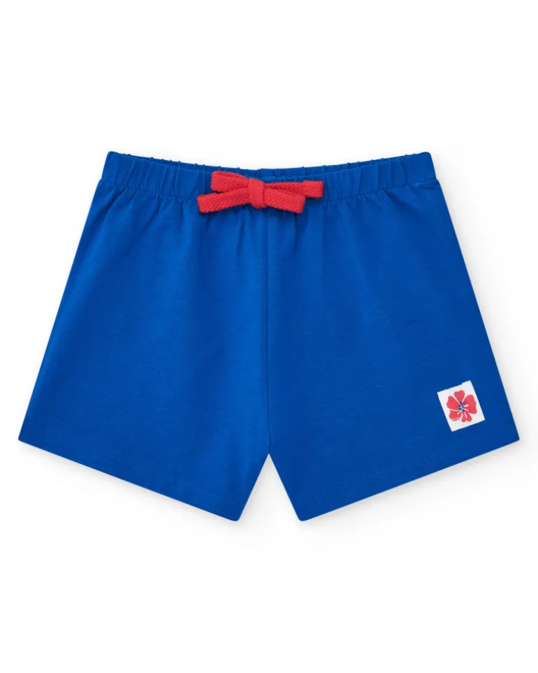 Ensemble pour fille avec t-shirt de pieuvre et short bleu avec nœud rouge
