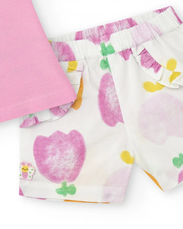 Ensemble pour fille avec t-shirt en tricot sans manches et imprimé