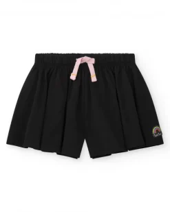 Ensemble pour fille avec blouse rose et short noir plissé