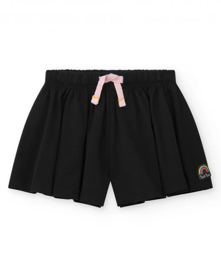 Ensemble pour fille avec blouse rose et short noir plissé