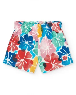Ensemble pour fille avec t-shirt rouge de crabe et short fleuri