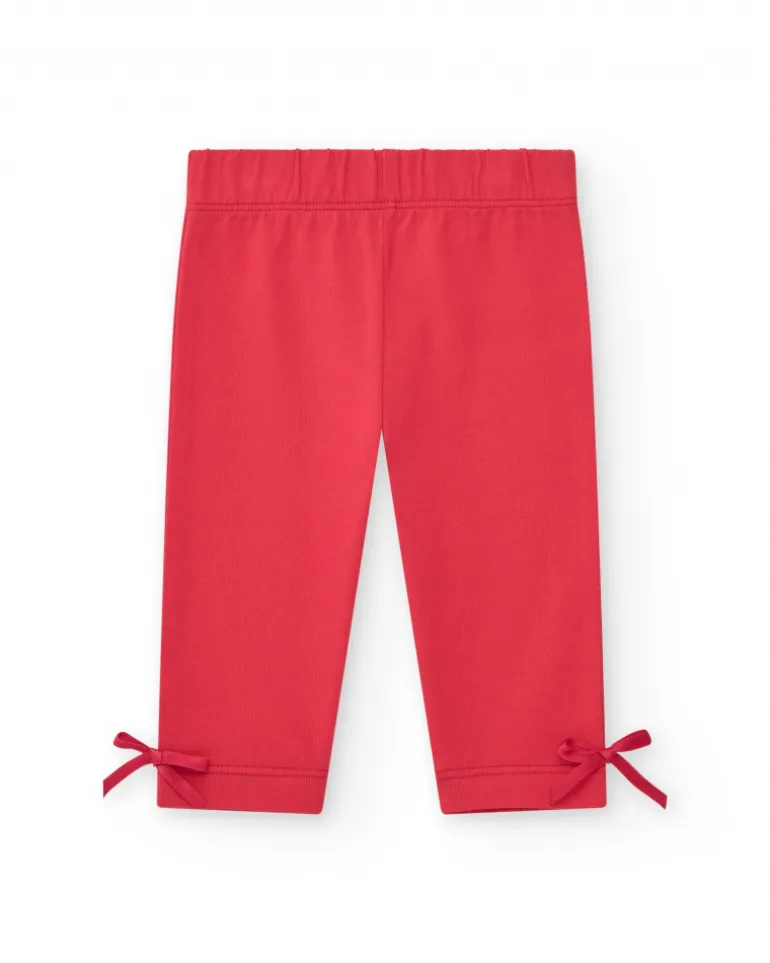 Ensemble pour fille avec t-shirt de méduses, leggings rouges et veste brodée