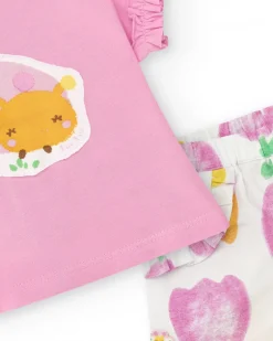 Ensemble pour fille avec t-shirt en tricot sans manches et imprimé